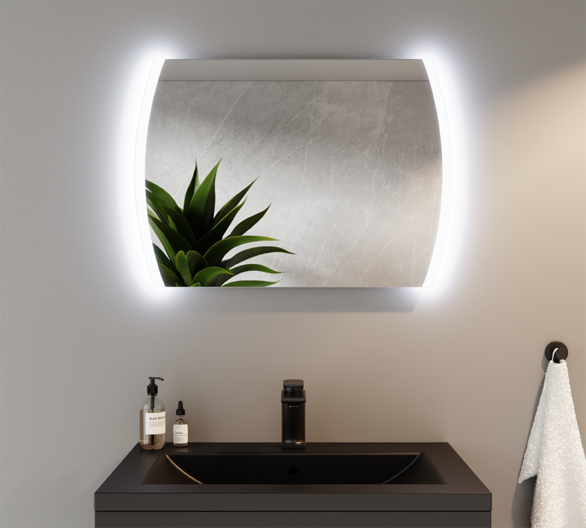 MIRROR ROUNDED CORNERS SANDBLASTED LED OSKAR