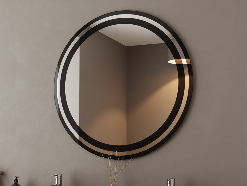 Round Wall Mirror 40cm Black Openwork HERA