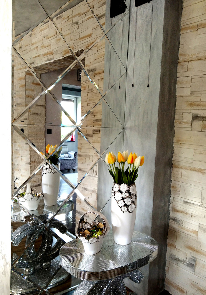 Lustro Fazowane Glamour 127x254 Srebrne