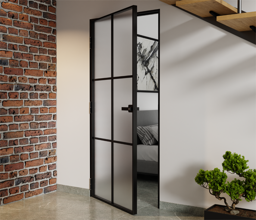 Drzwi Aluminiowe Slim Loft Komplet z Ościeżnica 6 Pól