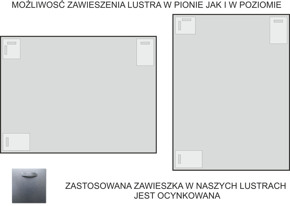LUSTRO SREBRNE KAROL RAMA ALUMINIUM SZEROKA CZARNA 40X160
