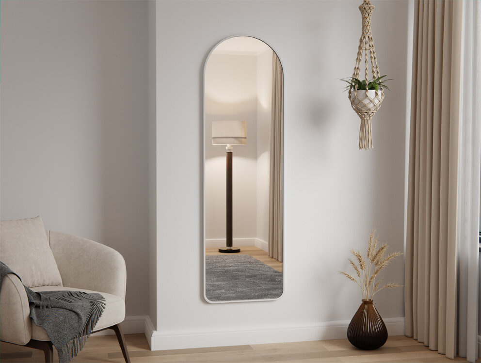 LUSTRO STOJĄCE PÓŁOWALNE JOANNA W BIAŁEJ ALUMINIOWEJ RAMIE 160X50