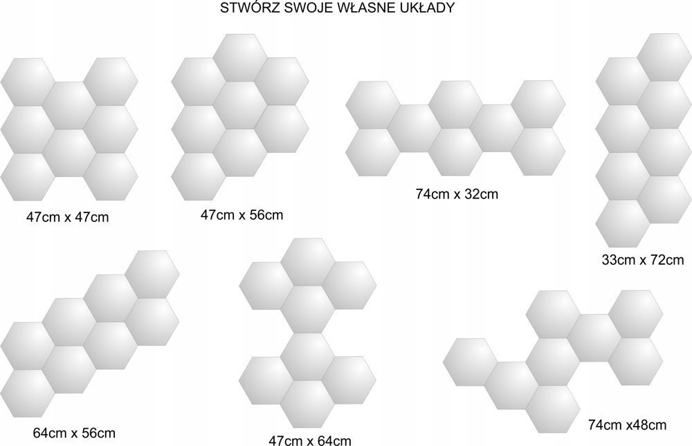 Lustro - dekoracyjne hexagon 9szt 183x160mm