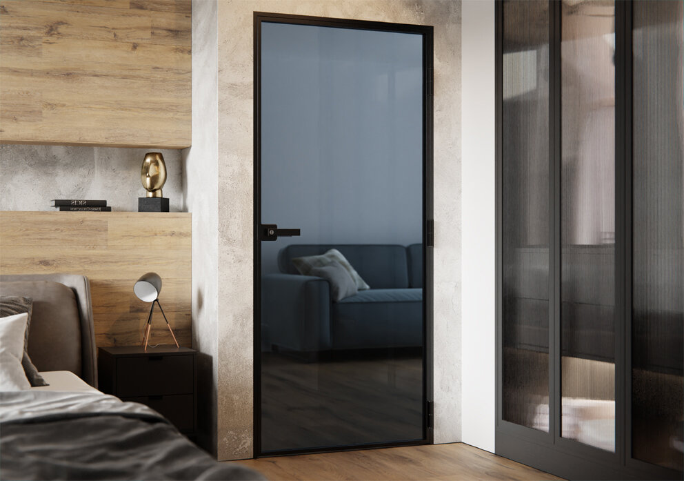 Drzwi Aluminiowe Grafit Slim Loft Komplet z Ościeżnica Prawe 880x2080mm